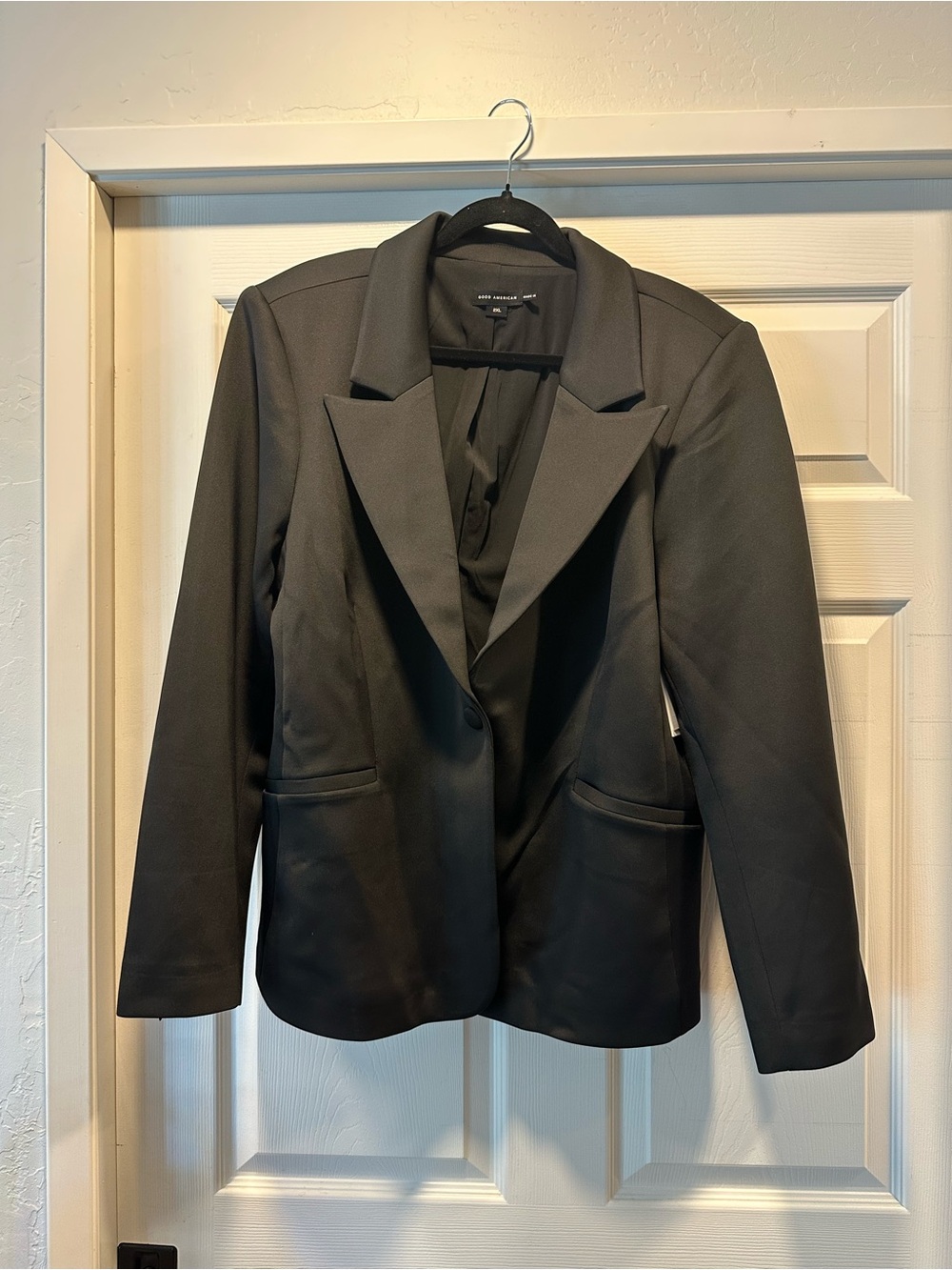 Good American Classic Scuba Black Women's Blazer Jacket